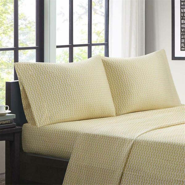 Intelligent Design Chevron Microfiber Printed Sheet Set, Yellow - Twin Size ID20-285